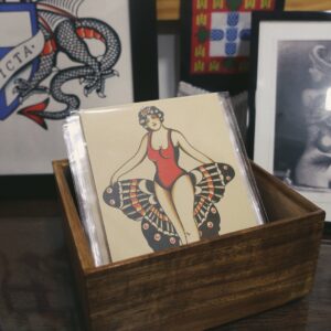 lady butterfly postcard traditional tattoo print