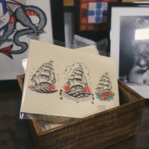 ship postcard traditional tattoo print porto portugal